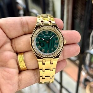 Luxury Desire Marble Dial Women's Watch – Gold & Emerald Edition 34mm