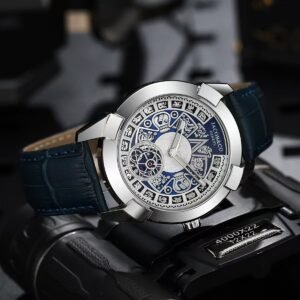 Men's Designer Super Slim Watch – 12-Hour Analog Leather Edition