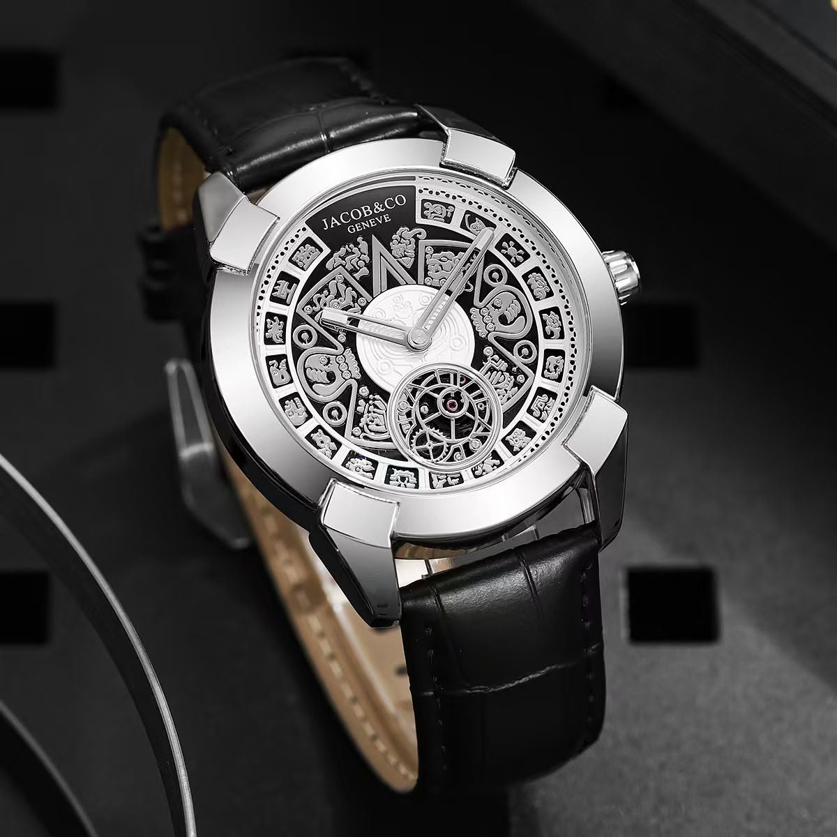 Men's Designer Super Slim Watch – 12-Hour Analog Leather Edition