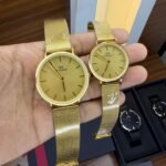 Premium Classic Couple Watch Set – Sophisticated Mesh Strap Edition