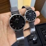 Premium Classic Couple Watch Set – Sophisticated Mesh Strap Edition