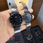 Premium Classic Couple Watch Set – Sophisticated Mesh Strap Edition