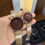 Premium Classic Couple Watch Set – Sophisticated Mesh Strap Edition