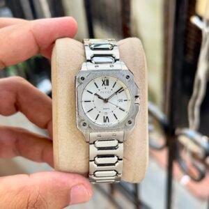 Modern G-Flat Silver Women's Watch – Square Dial 36mm