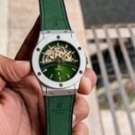 Men’s Luxury Skeleton Dial Watch – Black Leather & Date Edition