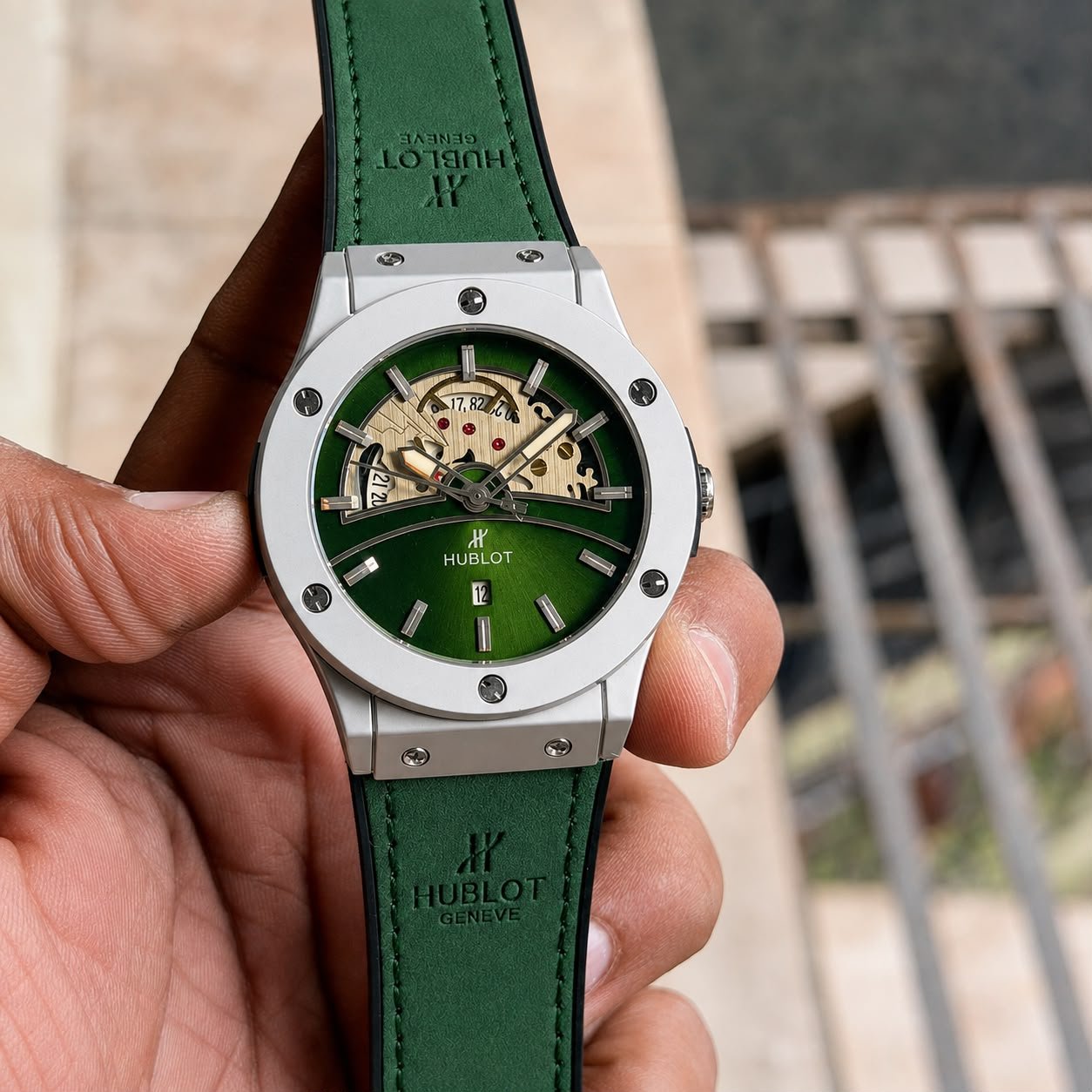 Men's Luxury Skeleton Dial Watch – Black Leather & Date Edition