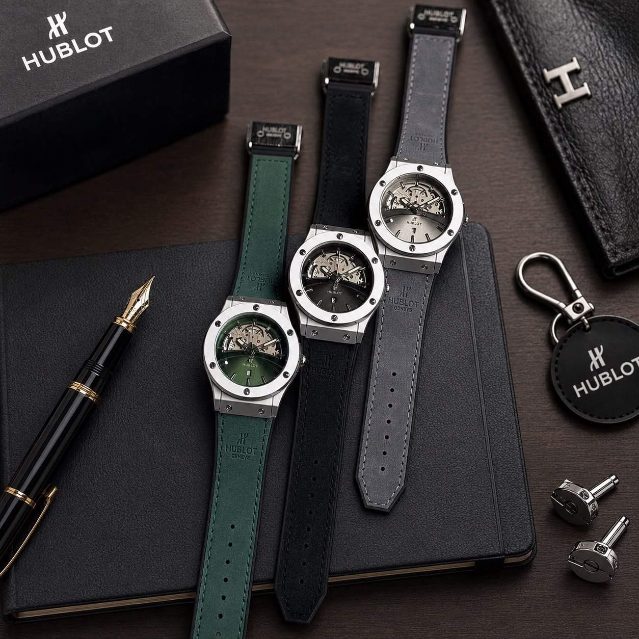 Men's Luxury Skeleton Dial Watch – Black Leather & Date Edition