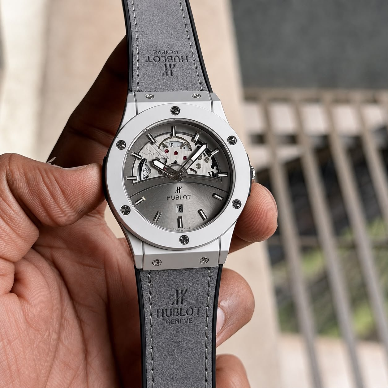 Men's Luxury Skeleton Dial Watch – Black Leather & Date Edition