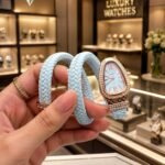 Luxury Rose Gold Women’s Bracelet Watch – Blue Braided Strap Edition