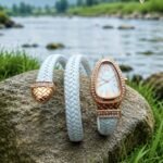 Luxury Rose Gold Women's Bracelet Watch – Blue Braided Strap Edition