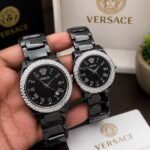Premium Heritage Couple Watch Set – Black Ceramic & Diamond Bezel