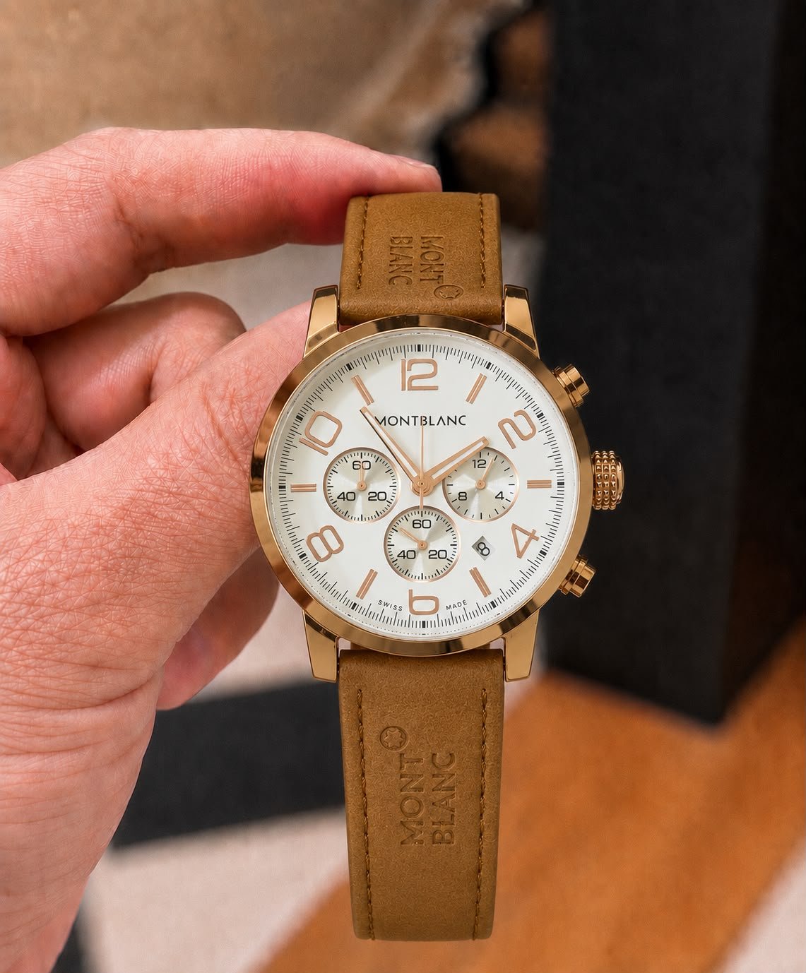 Luxury Formal Chronograph Men's Watch – Brown Gradient Textured Dial