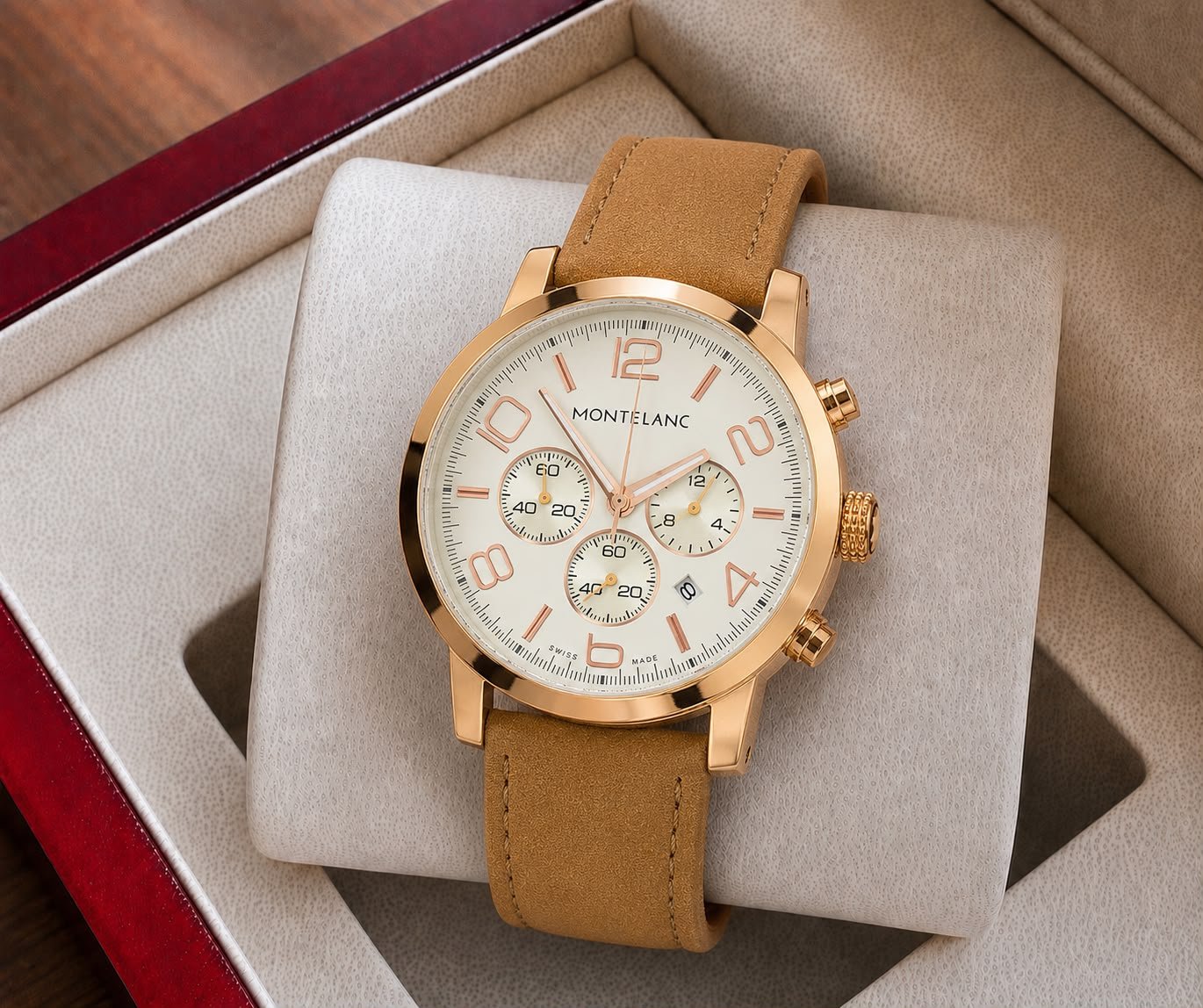 Luxury Formal Chronograph Men's Watch – Brown Gradient Textured Dial