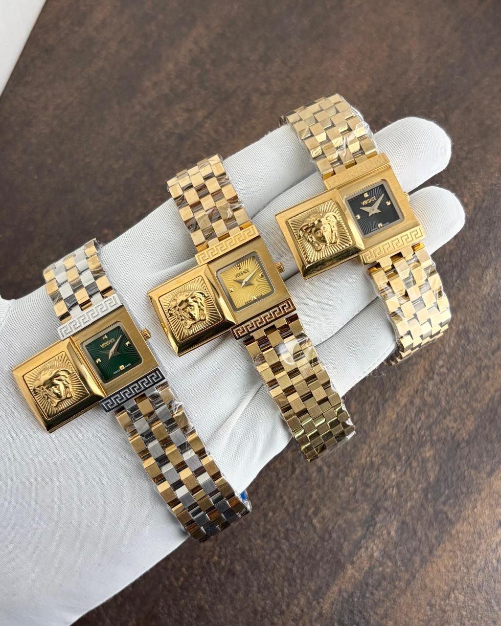 Reveal Asymmetrical Women's Watch – Green Dial & Golden Bracelet