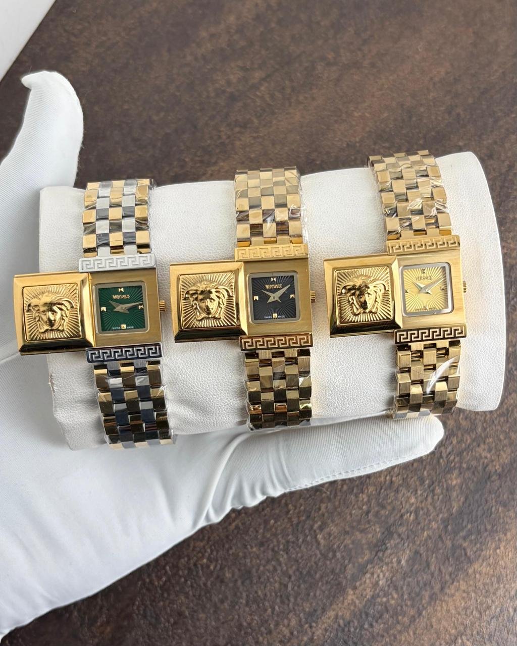 Reveal Asymmetrical Women's Watch – Green Dial & Golden Bracelet