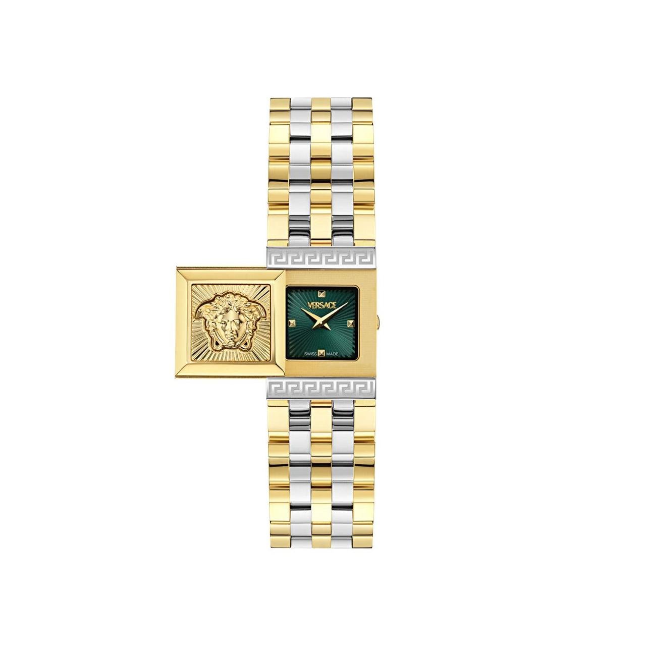 Reveal Asymmetrical Women's Watch – Green Dial & Golden Bracelet