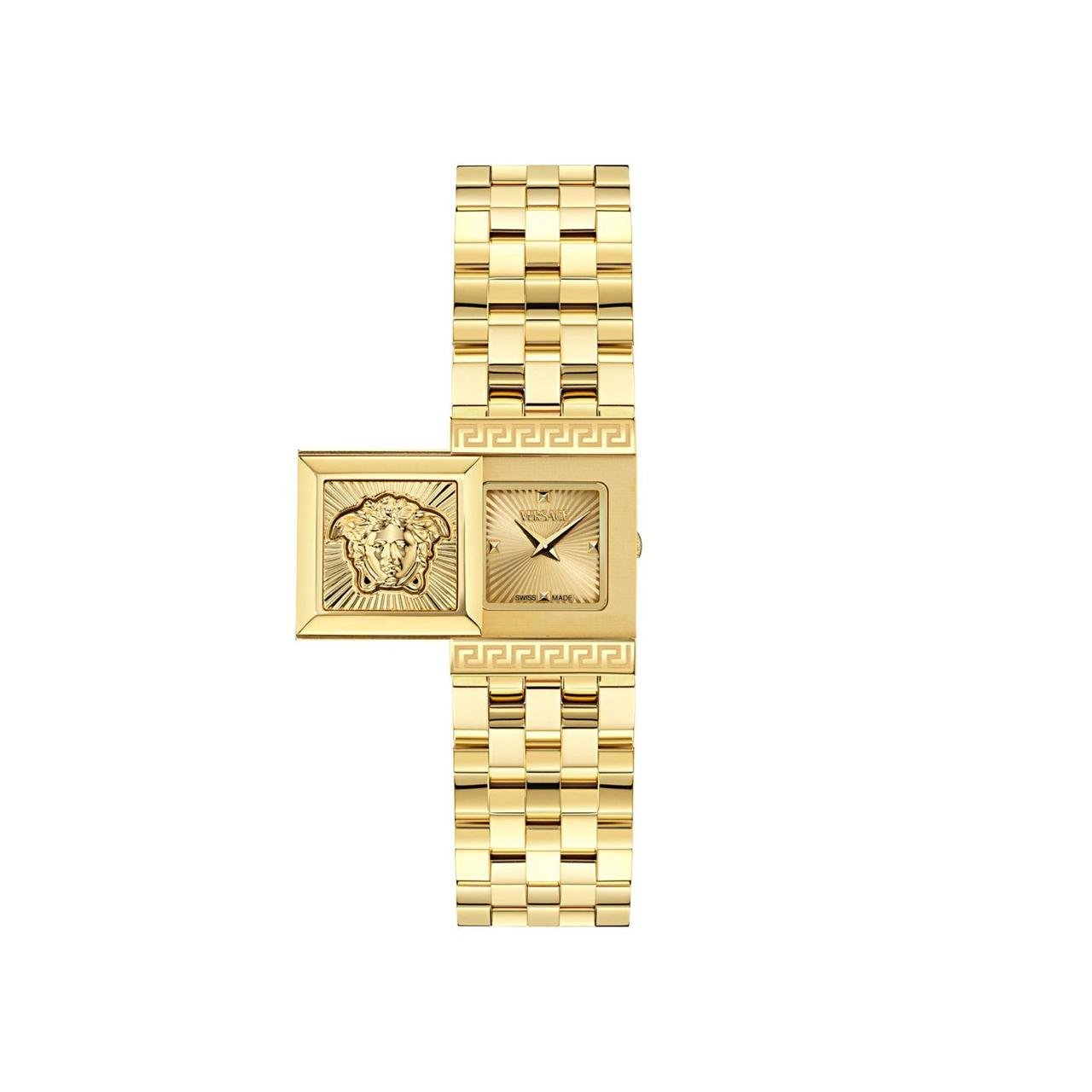 Reveal Asymmetrical Women's Watch – Green Dial & Golden Bracelet
