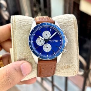 Autocross Racing Chronograph Men's Watch – 44mm Blue Dial & Leather