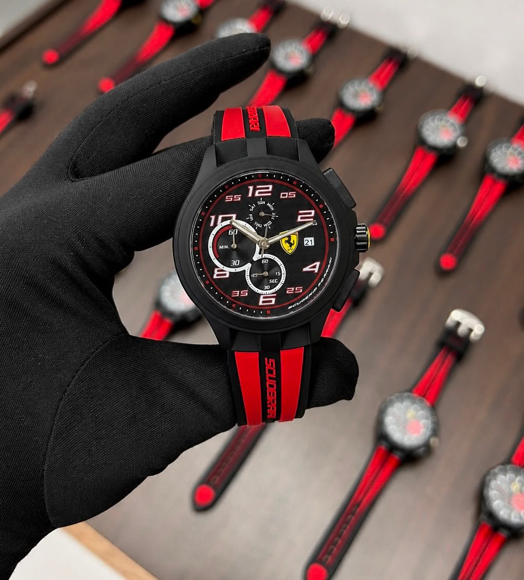 Scuderia Race Series Men's Chronograph – Black & Red Silicone 43mm
