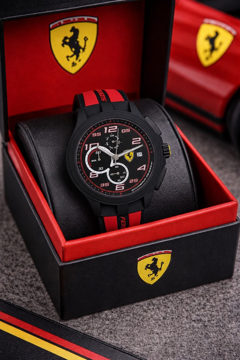 Scuderia Race Series Men's Chronograph – Black & Red Silicone 43mm