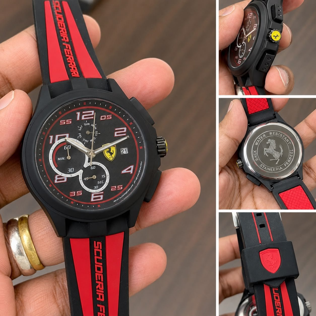 Scuderia Race Series Men's Chronograph – Black & Red Silicone 43mm