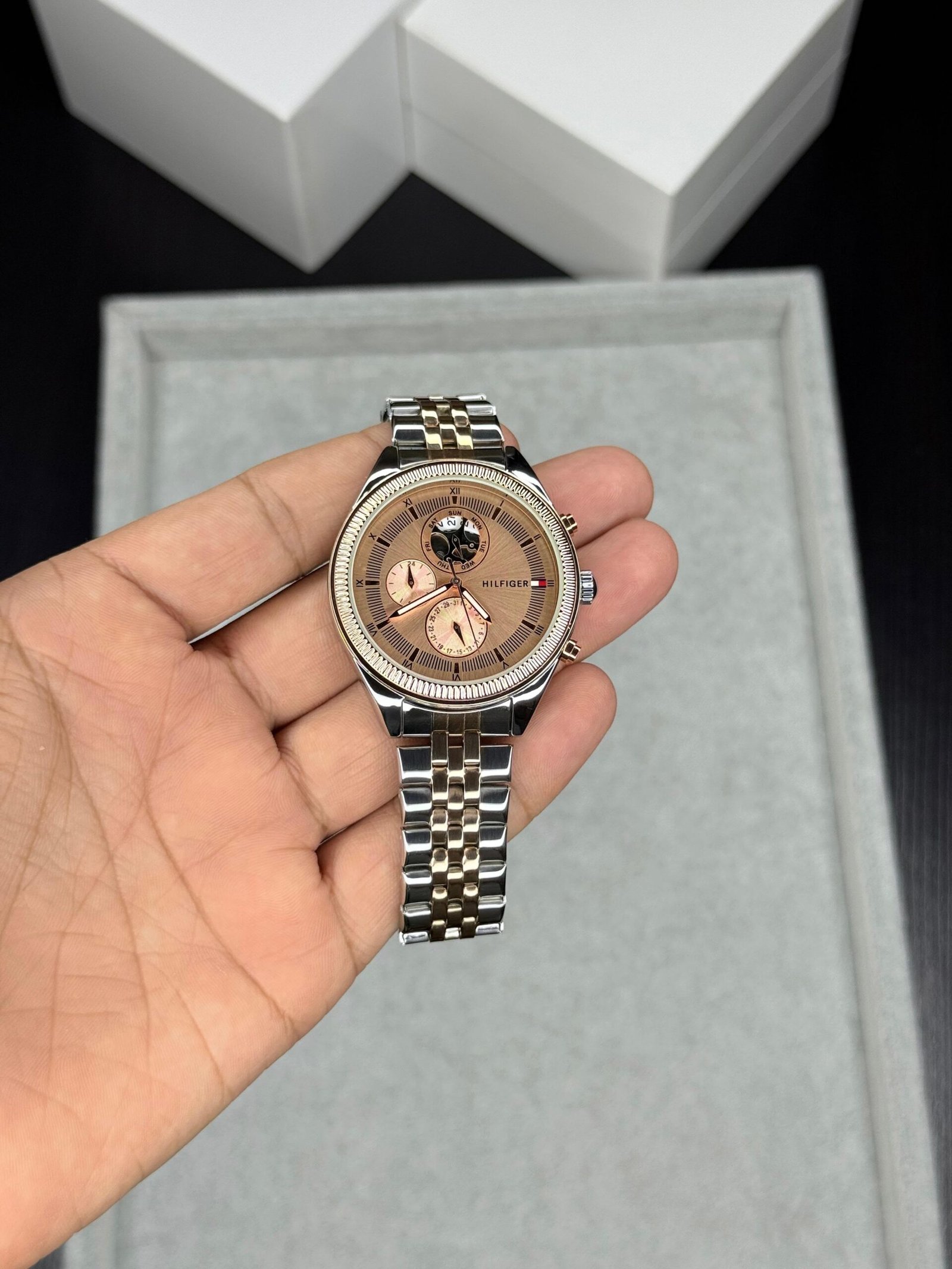 Men's Multifunction Chronograph Watch – 42mm Two-Tone Steel Edition