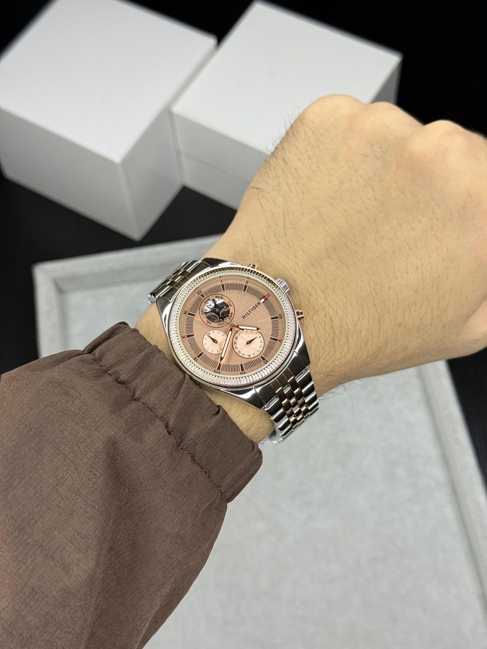 Men's Multifunction Chronograph Watch – 42mm Two-Tone Steel Edition