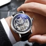 Luxury Rotating Tourbillon Automatic Men’s Watch – 43mm Silver Open Face