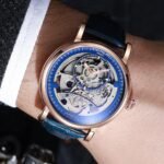 Luxury Rotating Tourbillon Automatic Men's Watch – 43mm Silver Open Face