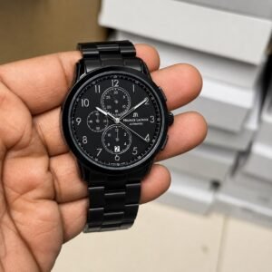 Men's Executive Chronograph Watch – Silver Case with Deep Blue Dial