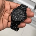 Men’s Executive Chronograph Watch – Silver Case with Deep Blue Dial