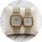 Premium Two-Tone Couple Watch Set – Elegant Rectangular Analog Edition