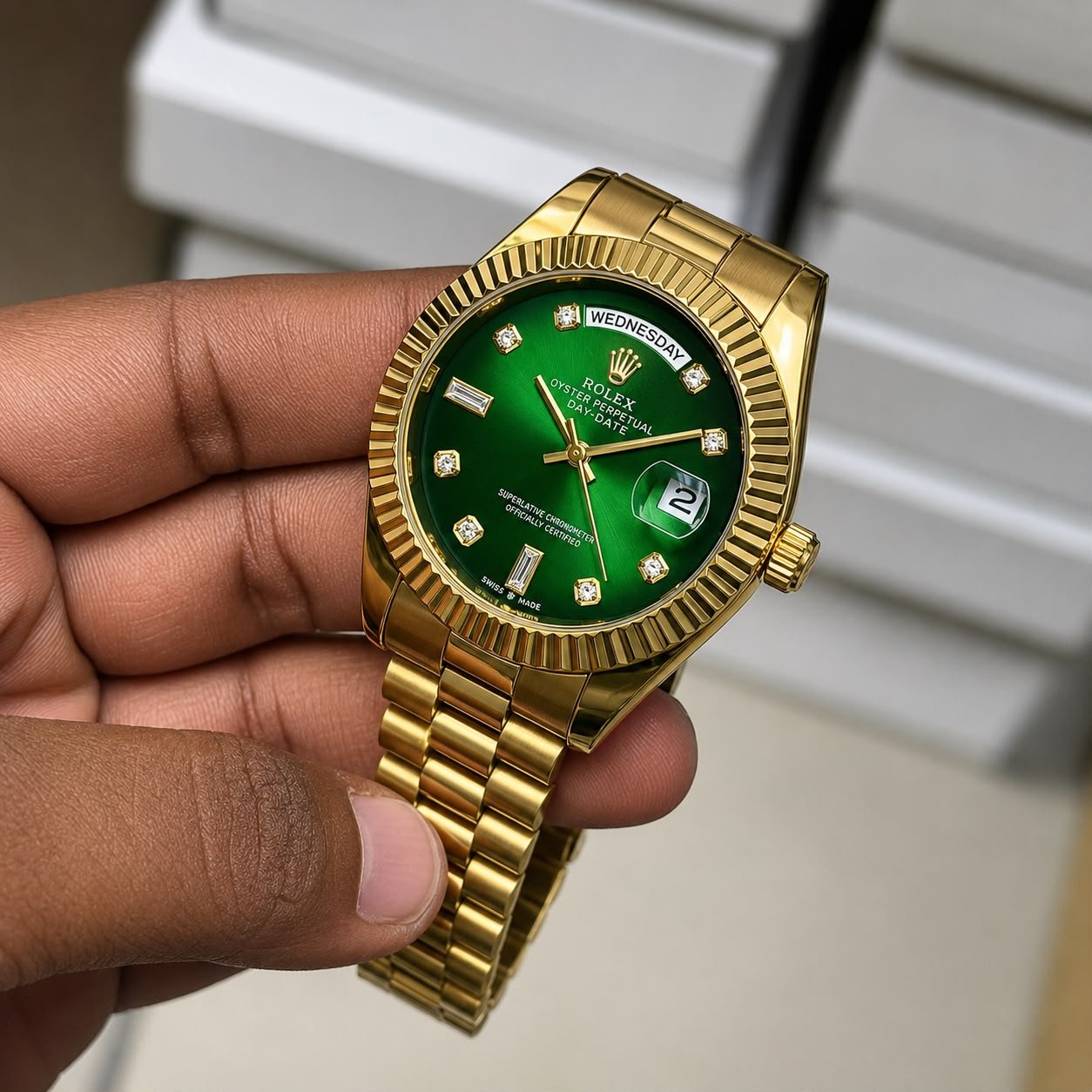 Premium Day-Date Men's Watch – 43mm ZigZag Bezel Edition