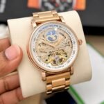 Luxury Rotating Tourbillon Automatic Men’s Watch – Dual Time 43mm