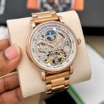 Luxury Rotating Tourbillon Automatic Men’s Watch – Dual Time 43mm